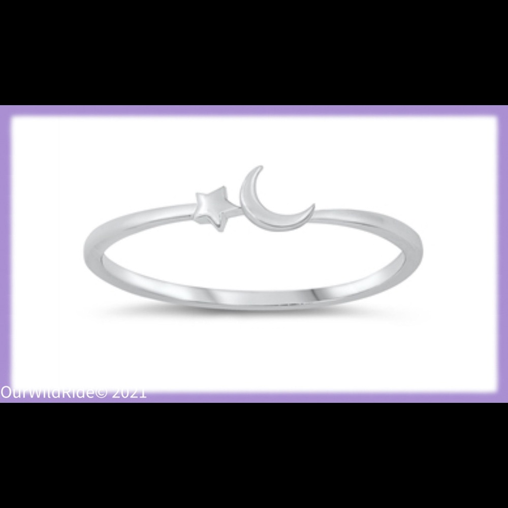 Sterling‎ Silver Sun & Crescent Moon Ring